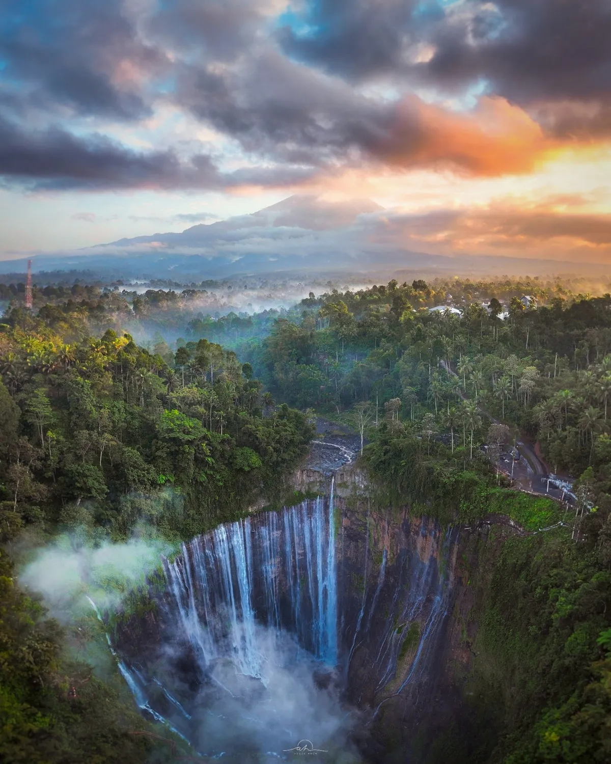 Tumpak sewu waterfalls at sunrise Tales and Trails